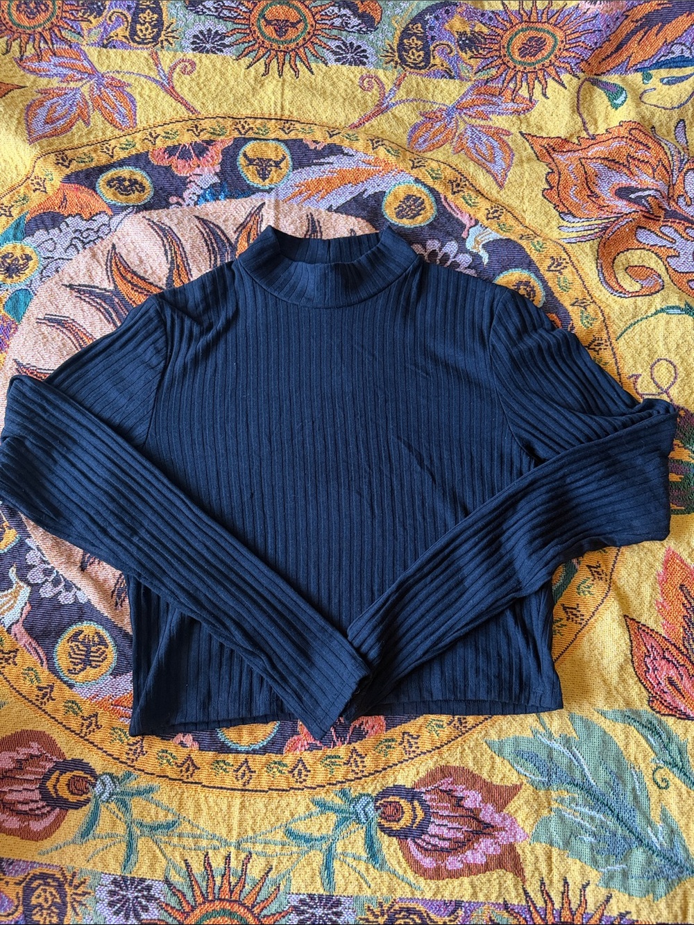 Women's Ribbed Mock Neck Sweater - Black